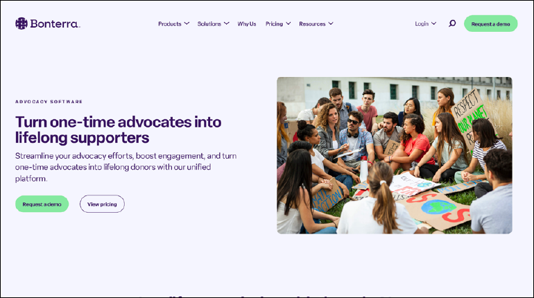 A screenshot of Bonterra's website