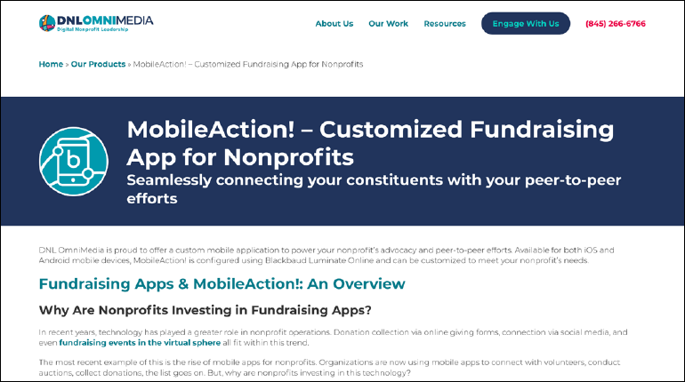 A screenshot of MobileAction's website