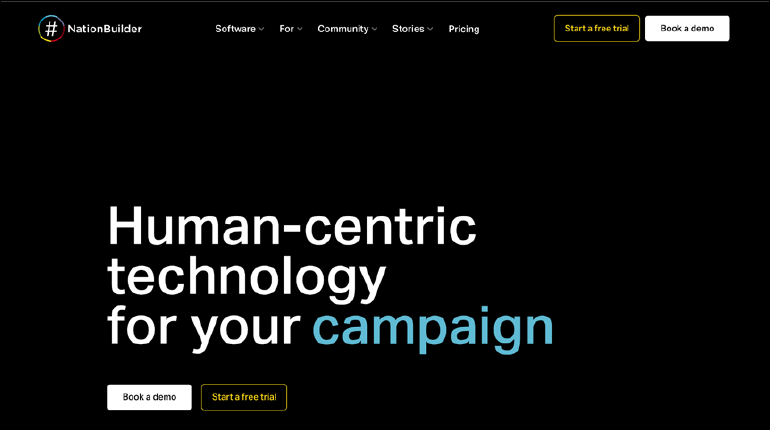 A screenshot of NationBuilder's website