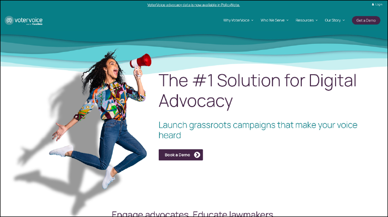 A screenshot of VoterVoice's website