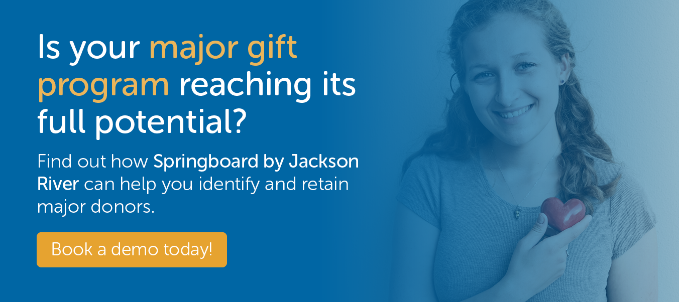 Springboard by Jackson River can help you identify and connect with major donors. 