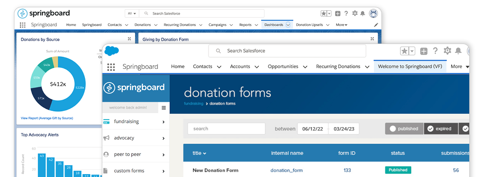 With Springboard’s Salesforce advocacy software, you can take a close look at how your fundraisers are performing and optimize your approach in real-time.