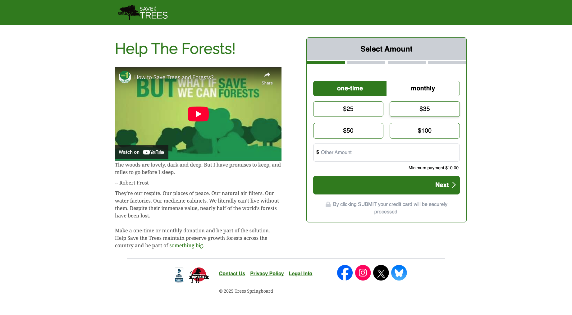An example donation page made with Springboard Studio An example donation page made with Springboard Studio