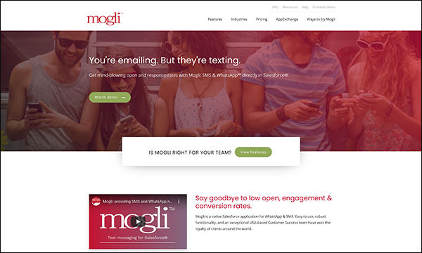 Mogli offers a Salesforce donation app that helps build out your text outreach fundraising strategy.